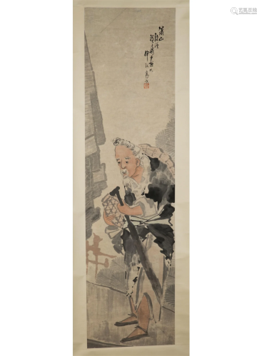 WANG QIAN (1864-1935), FIGURE OF AN ELDERLY MAN