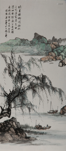 LIANG BOYU (1903-1978), WILLOW AND RIVER LANDSCAPE