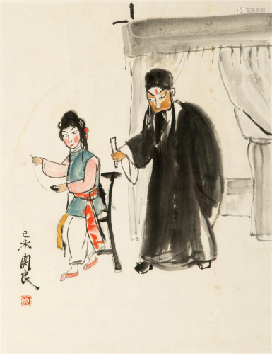 GUAN LIANG (1900-1986), OPERA SCENE IN WULONG YUAN