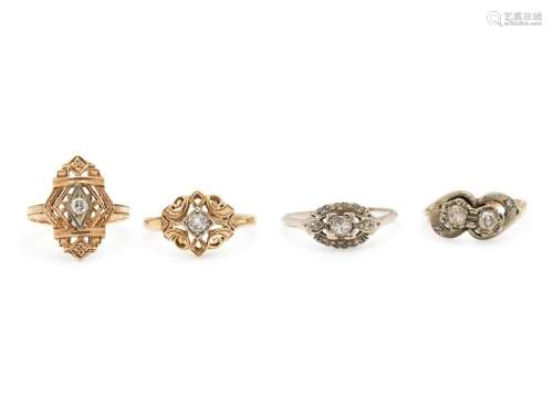 COLLECTION OF GOLD AND DIAMOND RINGS