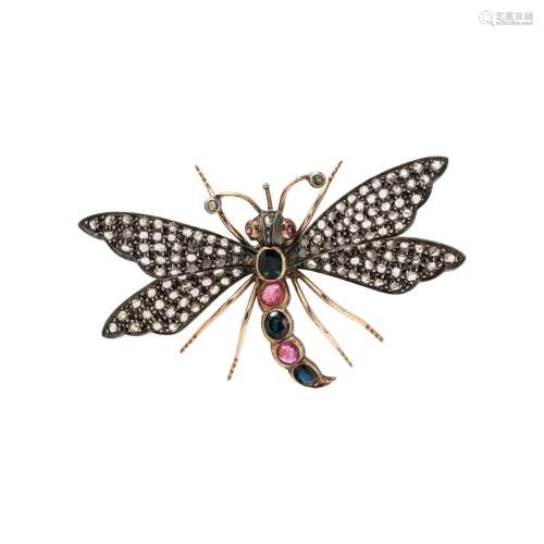 SAPPHIRE AND DIAMOND DRAGONFLY BROOCH