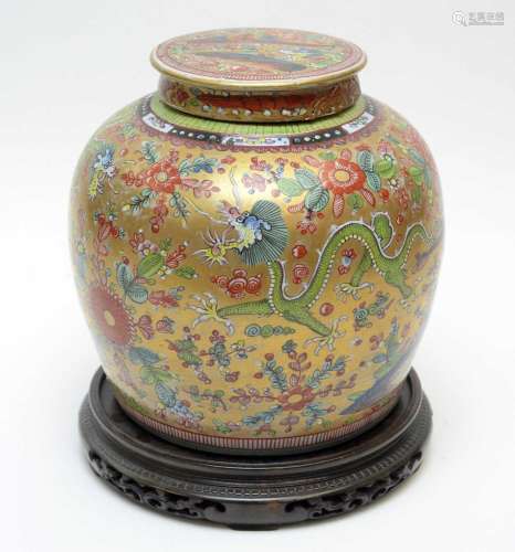 Chinese clobbered jar and cover