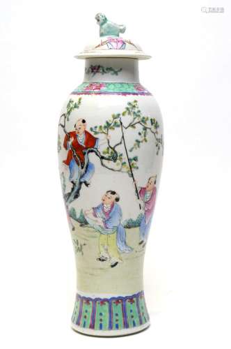 Chinese famille rose vase and cover