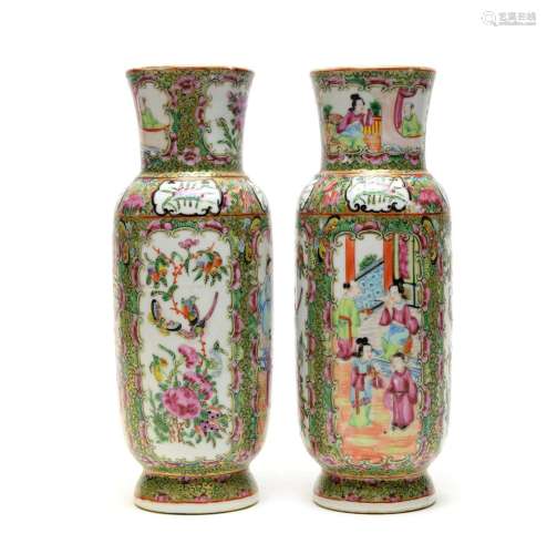 Pair of Cantonese famille rose vases