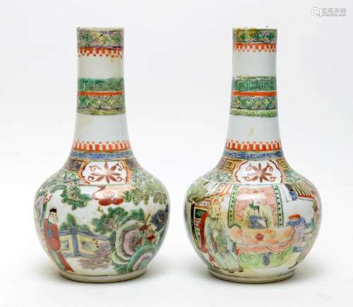 Pair Chinese famille Vert vases
