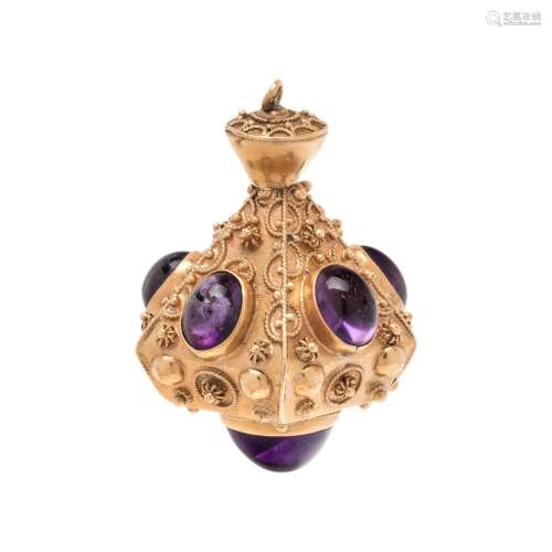 YELLOW GOLD AND AMETHYST CHARM