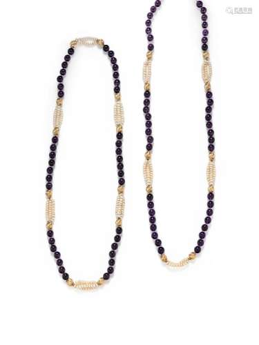 AMETHYST AND CULTURED PEARL NECKLACES