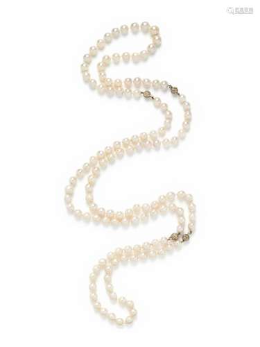 CONVERTIBLE CULTURED PEARL AND DIAMOND NECKLACE