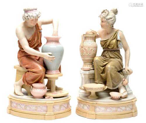 A pair of Royal Dux classical potters