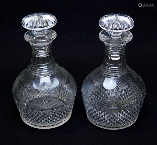 pair of early 19th Century cut glass decanters