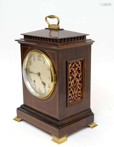 Late 19th Century mahogany quarter-chiming bracket clock.