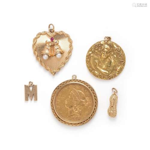 COLLECTION OF YELLOW GOLD CHARMS