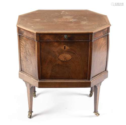 A late George III inlaid mahogany cellarette