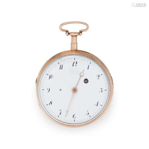18K PINK GOLD QUARTER REPEATER OPEN FACE POCKET WATCH
