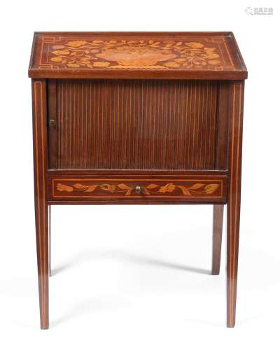 Dutch marquetry bedside table.
