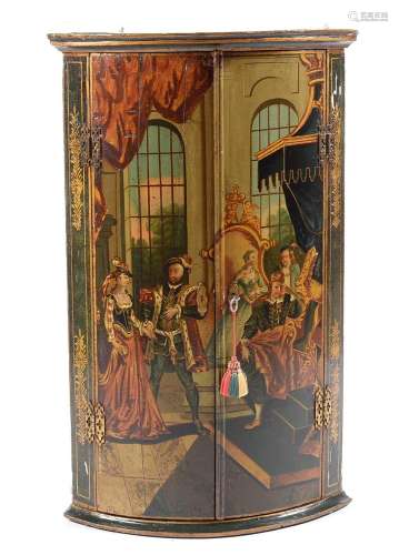 An 18th Century painted corner cupboard