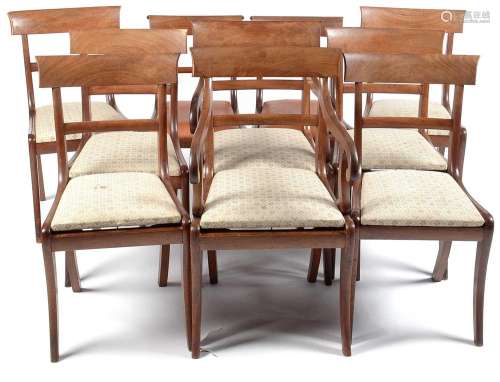 Eight late Georgian mahogany dining chairs