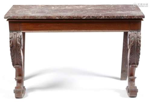 Victorian mahogany marble top serving table.