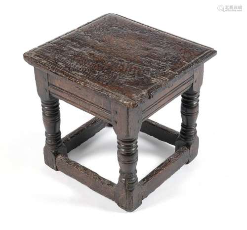 An oak joint stool, probably 17th Century