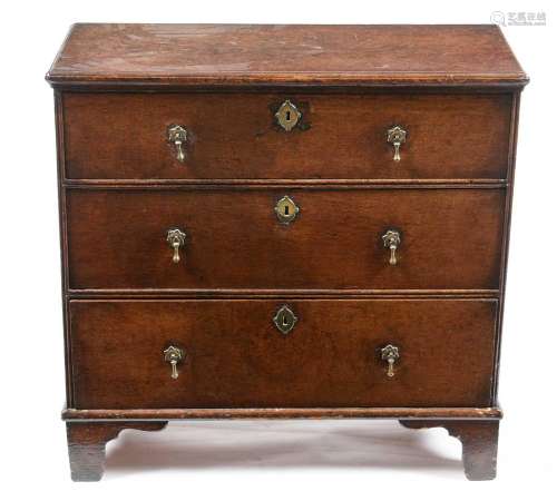 Early 18th C oak chest.