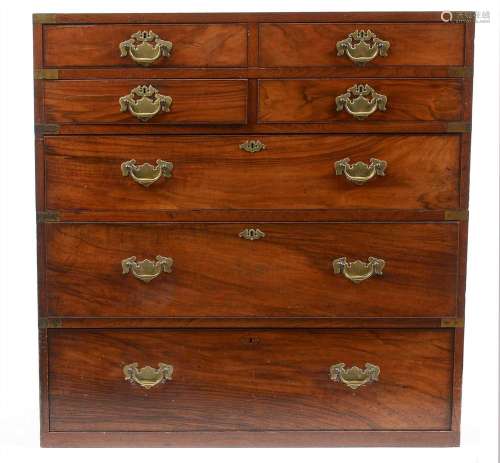 A 19th Century Irish mahogany campaign chest by Ross & C...