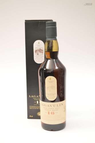 A bottle of Lagavulin 16 year old whisky