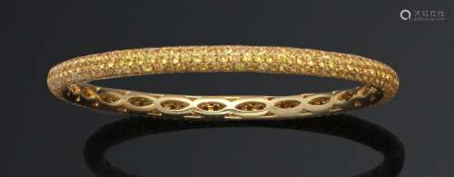 Bracelet jonc rigide en or jaune 750 millièmes entièrement p...
