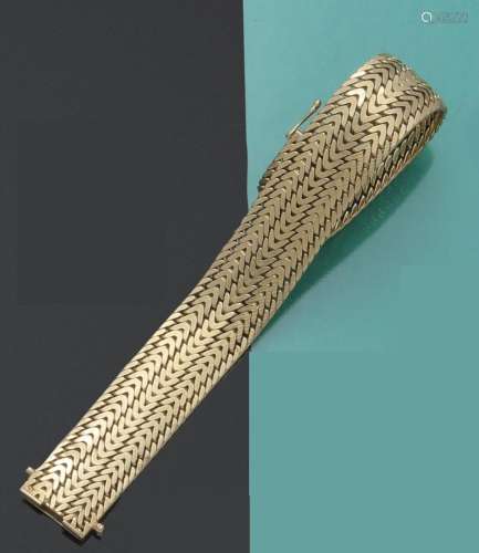 Bracelet souple en or jaune 750 millièmes gravé, les maillon...