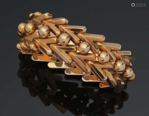 Bracelet articulé en or jaune 750 millièmes, les maillons à ...