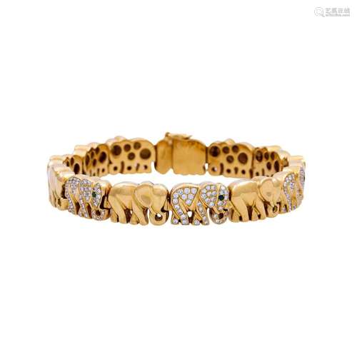 Armband "Elefanten" mit Brillanten zus. ca. 1 ct,