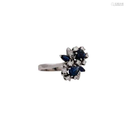 Ring mit Saphiren und Diamanten von zus. ca. 0,4 ct,