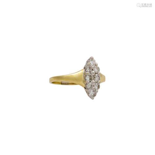 Ring in Schiffchenform mit 8 Brillanten, zus. ca. 0,76 ct,