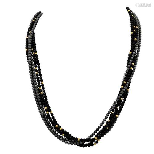 Collier mit Onyx-Wechselschmuckschließe,