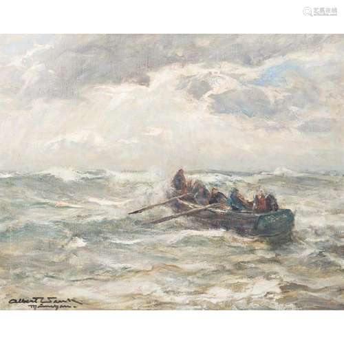 WENK, ALBERT (1863-1934), „Ruderboot in der Brandung“,