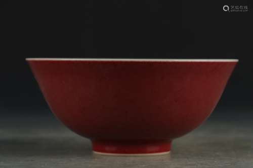 清雍正 祭红釉碗