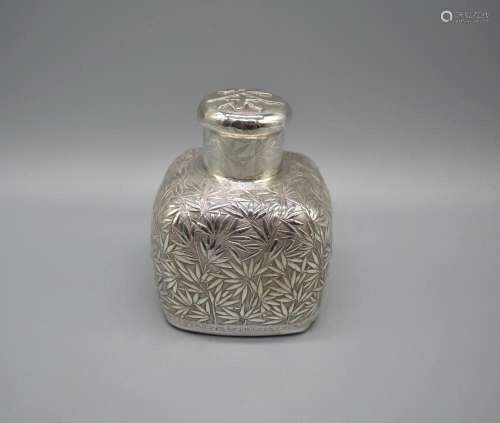 Chinese export Silver Bamboo Design Tea Caddy