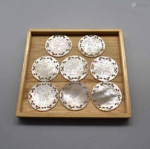 Collection of Eight Chinese Canton Export Mother-of-Pearl Ca...