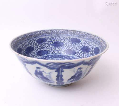 CHINE Bol en porcelaine à décor en bleu sous couverte à l...