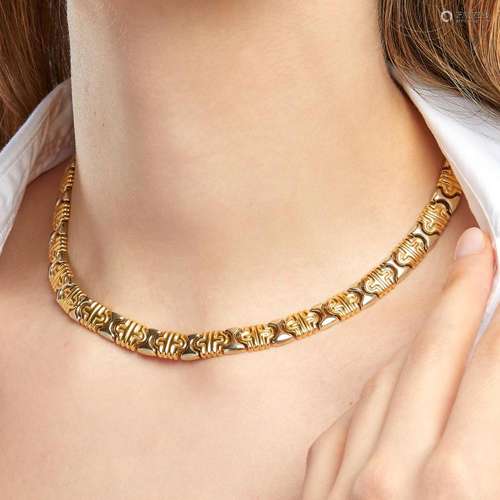 COLLIER MAILLE FANTAISIE A 18K two tones gold necklace. Gros...