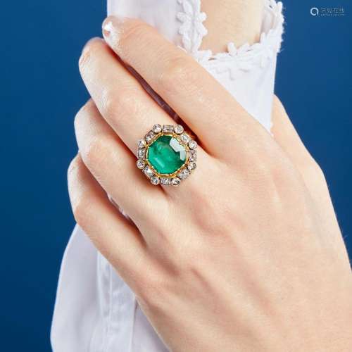 ANNEES 1920 GRANDE BAGUE EMERAUDE A 3,90 carats emerald, dia...