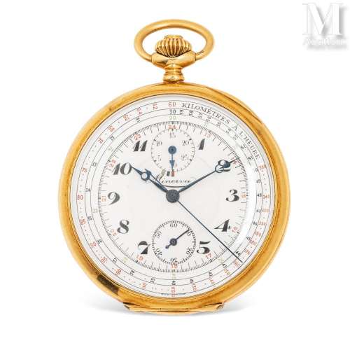 Montre chronographe de poche Vers 1900 Boitier en or jaune 7...