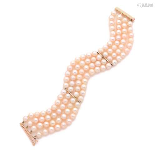 BRACELET PERLES DE CULTURE A cultured pearls and 18K yellow ...