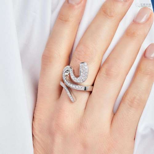 BAGUE SERPENT A diamonds and 18K white gold ring. Gross weig...