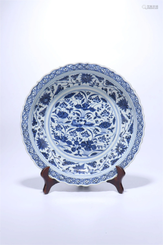 A Blue And White 'Lotus' Dish.