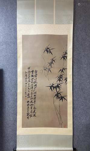 A Chinese Ink Painting Hanging Scroll By Zheng Banqiao