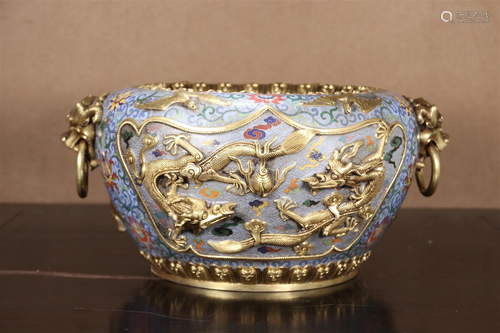 A Cloisonne 'Two Dragons' Censer