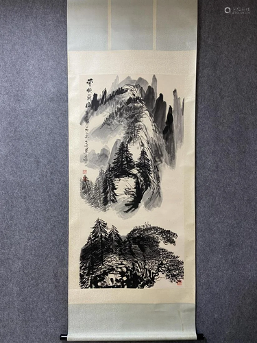 A Chinese Ink Painting Hanging Scroll By Qin Lingyun