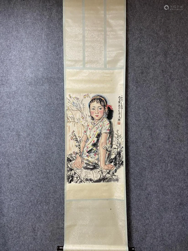 A Chinese Ink Painting Hanging Scroll By Liu Wenxi