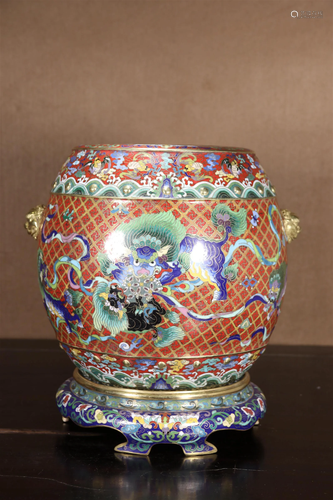 A Cloisonne 'Auspicious Beast' Jar