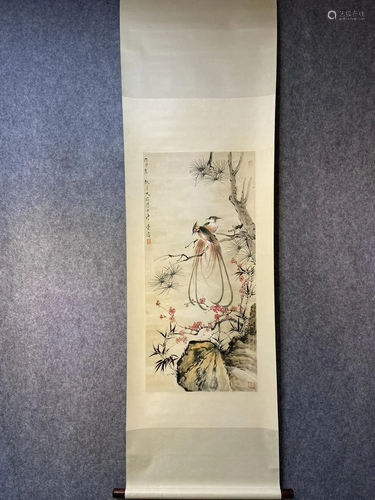 A Chinese Ink Painting Hanging Scroll By Tang Yun